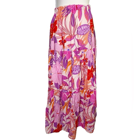 DREW Floral Maxi Skirt - Pink Purple and Orange